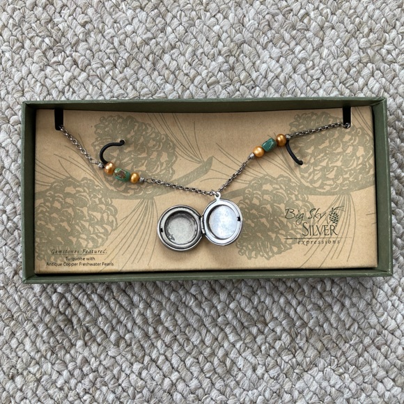 Big Sky Silver Locket Necklace with Pinecone Design - Picture 3 of 5